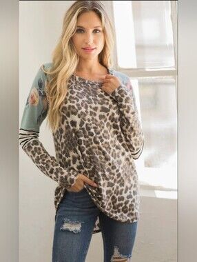 Molly Leopard Top Moonshot Clothing Women's Animal Print And Floral Top